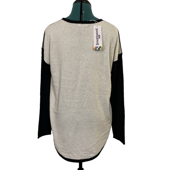 Smartwool Womens Shadow Pine Colorblock Soft Wool Sweater Black Beige Large - Picture 5 of 10